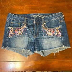 American Eagle Outfitters embroidered jean shorts